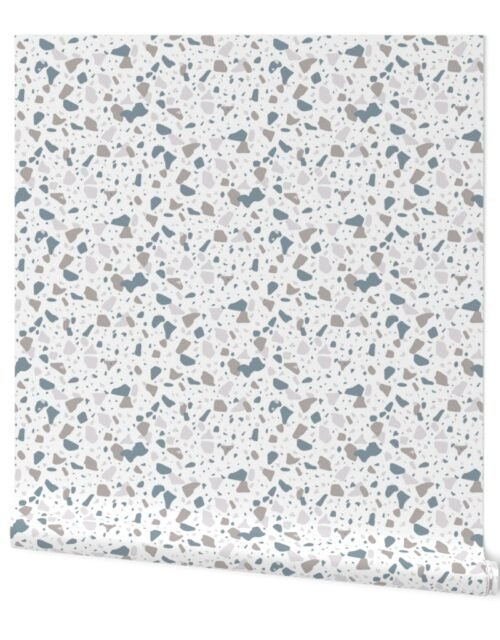 Winter Blue with Fawn Blue Marble Chips French Provincial Winter Terazzo Wallpaper