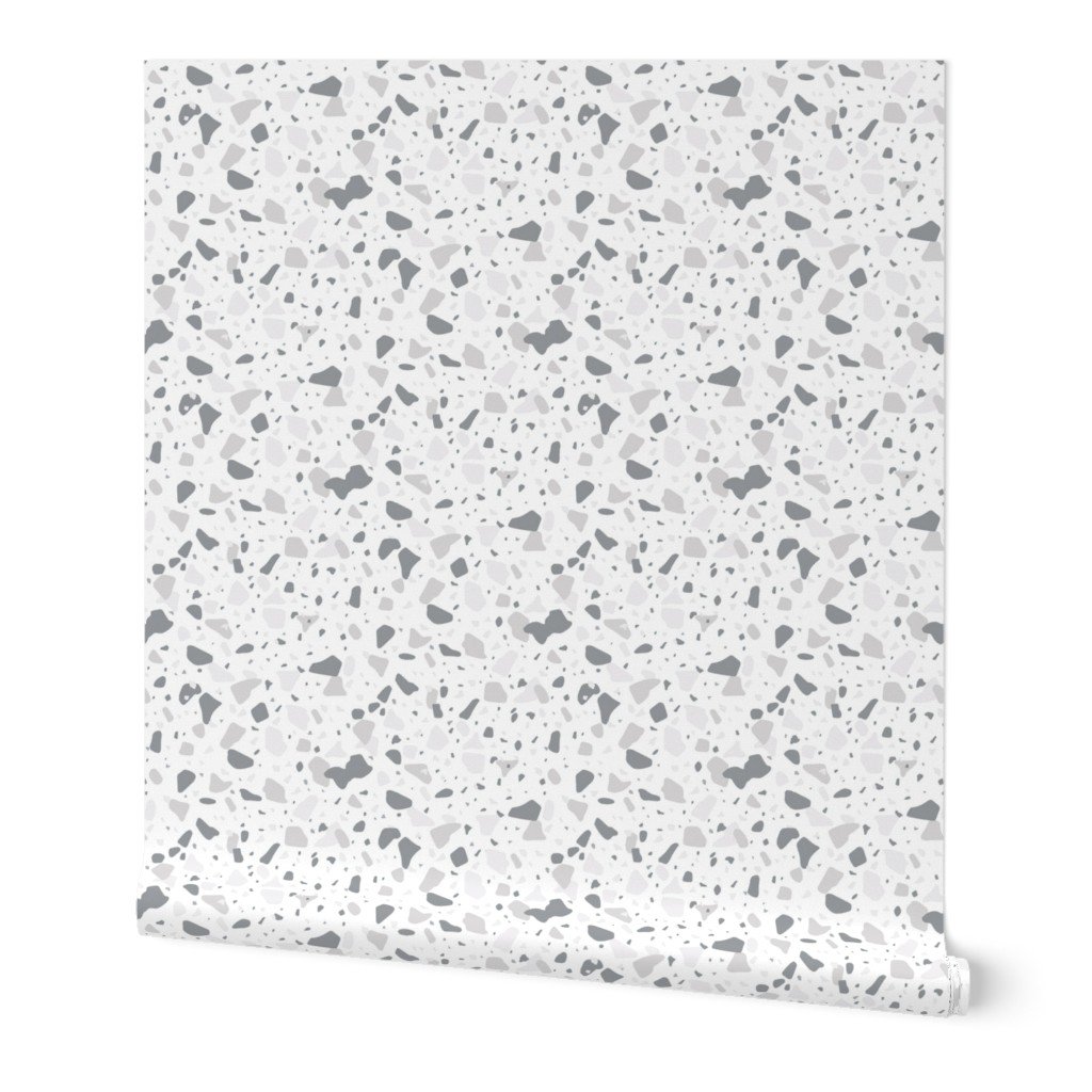 Grey Blue Marble Chips French Provincial Winter Terazzo Wallpaper Grey Blue Marble Chips French Provincial Winter Terazzo Wallpaper