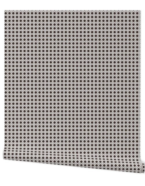White on Chocolate Rattan Caning Pattern Wallpaper