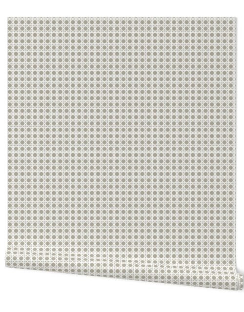 White on Beige Rattan Caning Pattern Wallpaper