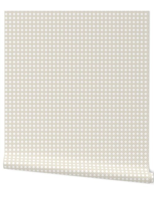Cream on White  Rattan Caning Pattern Wallpaper