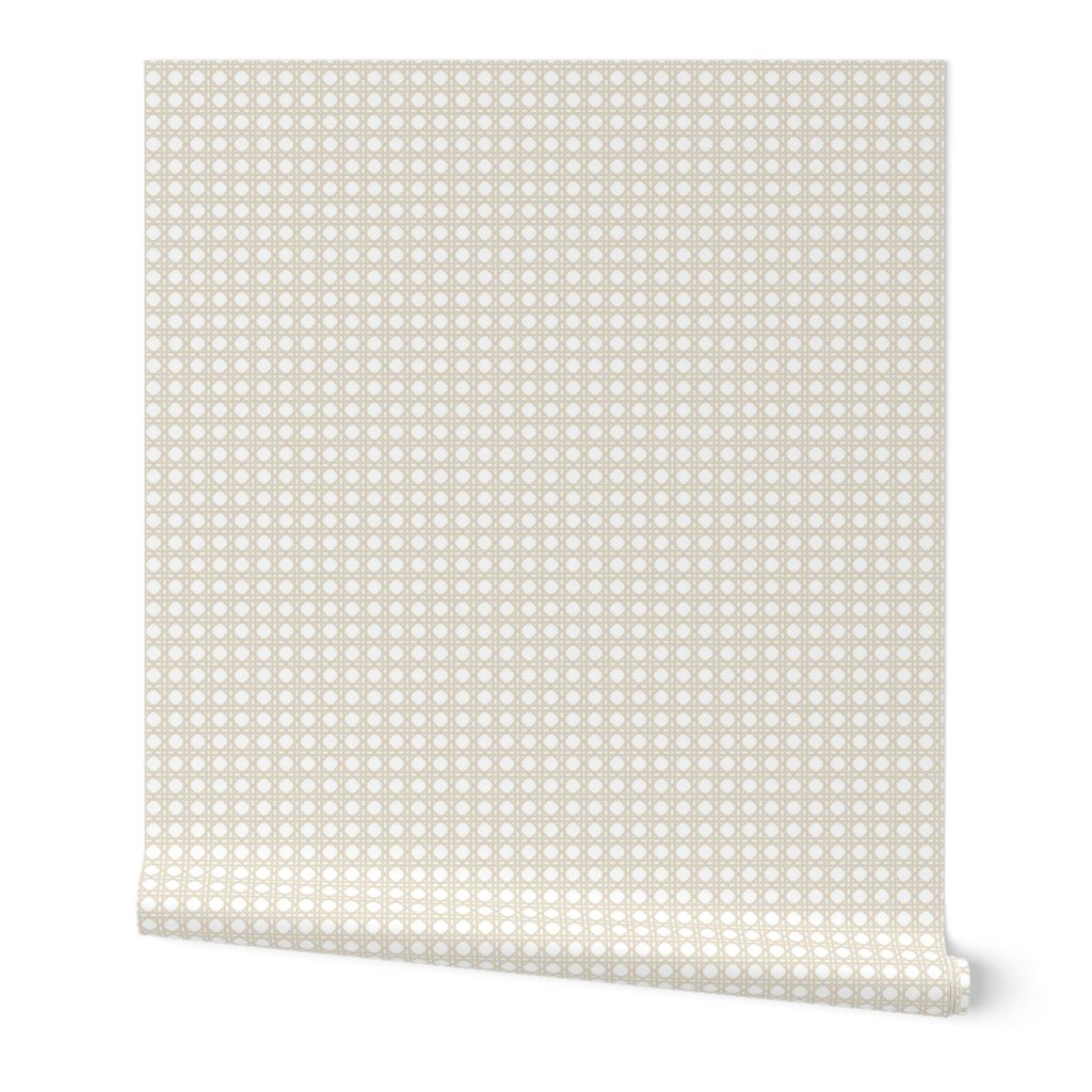 Cream on White Rattan Caning Pattern Wallpaper Cream on White Rattan Caning Pattern Wallpaper