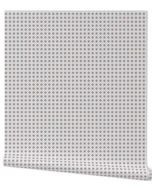 White on Fawn Rattan Caning Pattern Wallpaper