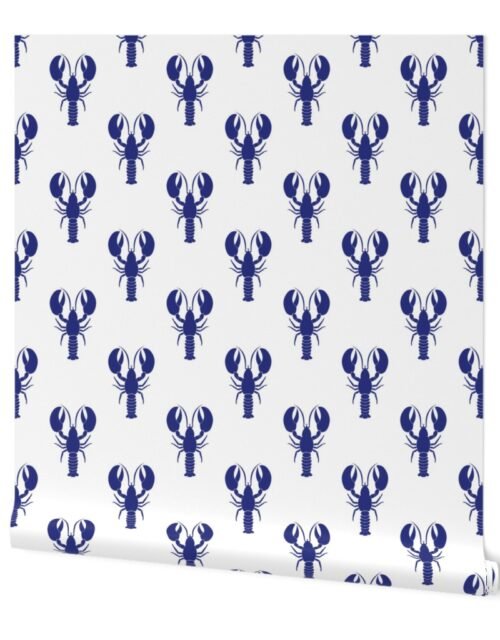 Handdrawn Motif of a Blue Lobster on White Wallpaper