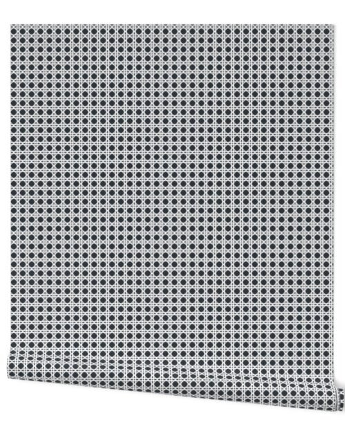 White Caning on Twilight Blue Rattan Caning Pattern Wallpaper