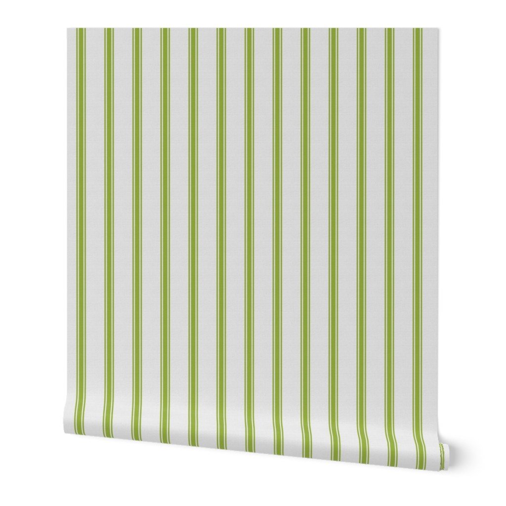 Fresh Green on Off-White French Provincial Mattress Ticking Wallpaper Fresh Green on Off-White French Provincial Mattress Ticking Wallpaper