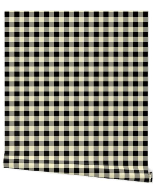 Yellow Gold and Buff  Vintage Christmas Gingham Check Wallpaper