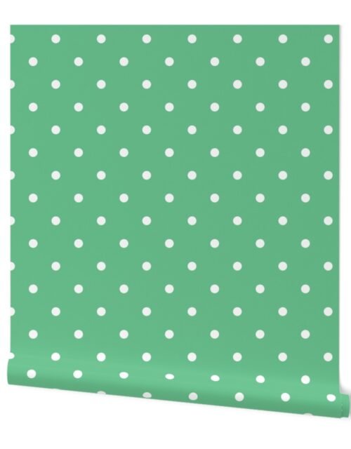 Green Polka Dot  Vintage Christmas Gingham Spots Wallpaper