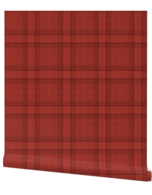 Red Vermillion Vintage Christmas Tartan Plaid Wallpaper