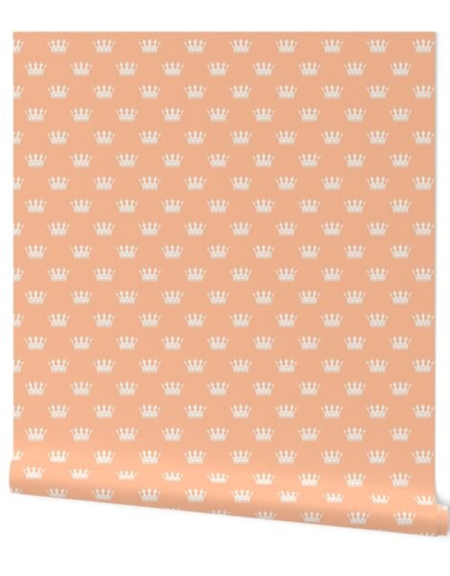 1.5 inch Mini White Crowns on Peach Fuzz color of the Year 2024 Wallpaper