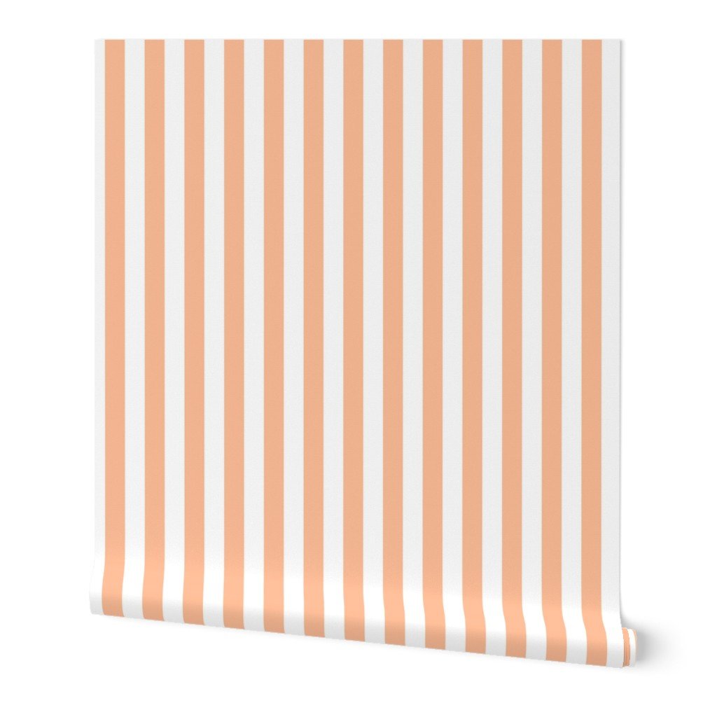 One Inch Stripe in Peach Fuzz Color of the Year 2024 and White Wallpaper One Inch Stripe in Peach Fuzz Color of the Year 2024 and White Wallpaper