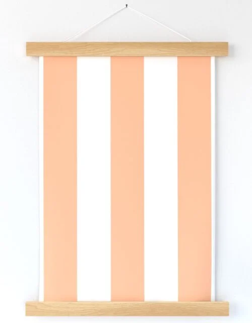 3 Inch Circus Tent Stripe in Peach Fuzz Color of the Year 2024 and White Wall Hanging
