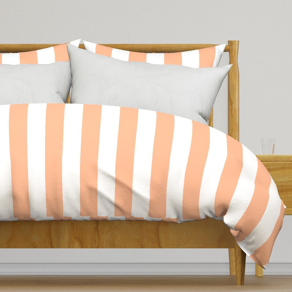 3 Inch Circus Tent Stripe in Peach Fuzz Color of the Year 2024 and White Duvet Cover 3 Inch Circus Tent Stripe in Peach Fuzz Color of the Year 2024 and White Duvet Cover