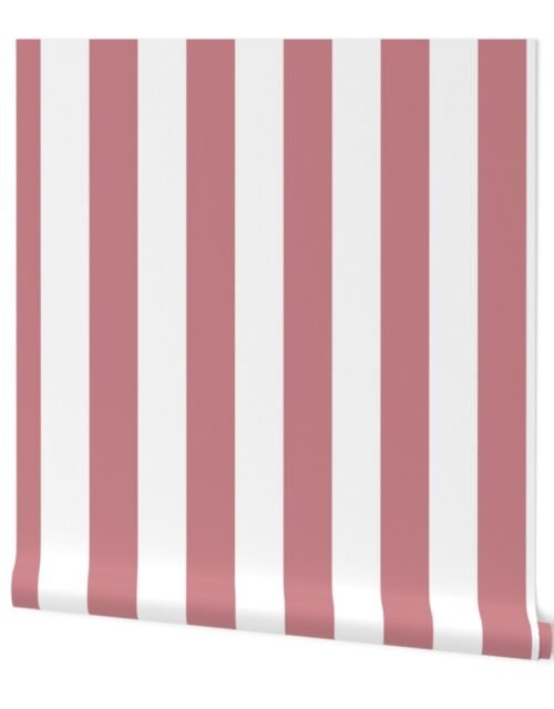3 Inch Circus Tent Stripe in Dusty Rose and White Wallpaper