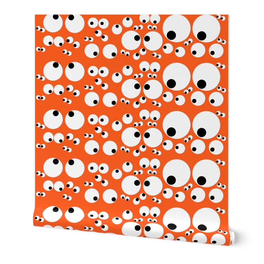 Googly Goo Goo Eyes on Neon Orange Wallpaper Googly Goo Goo Eyes on Neon Orange Wallpaper