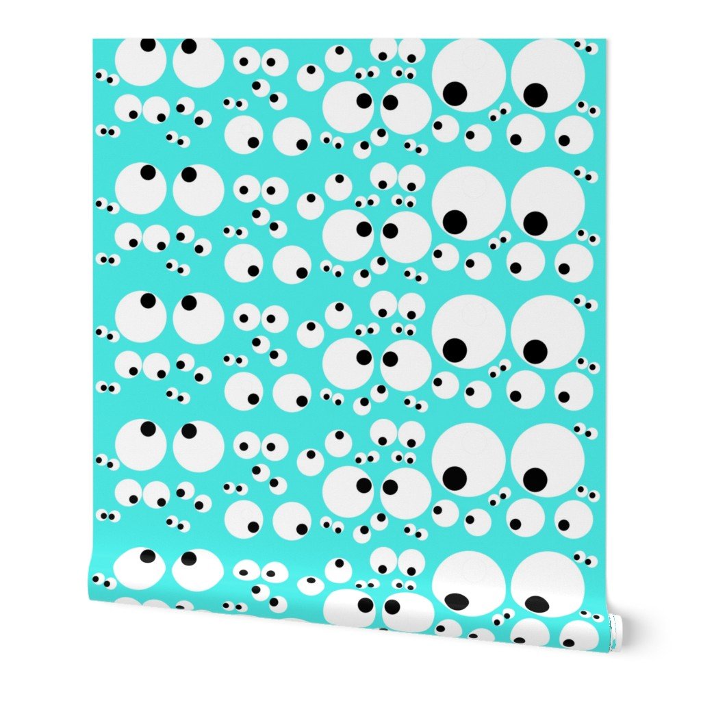 Googly Goo Goo Eyes on Neon Aqua Wallpaper Googly Goo Goo Eyes on Neon Aqua Wallpaper