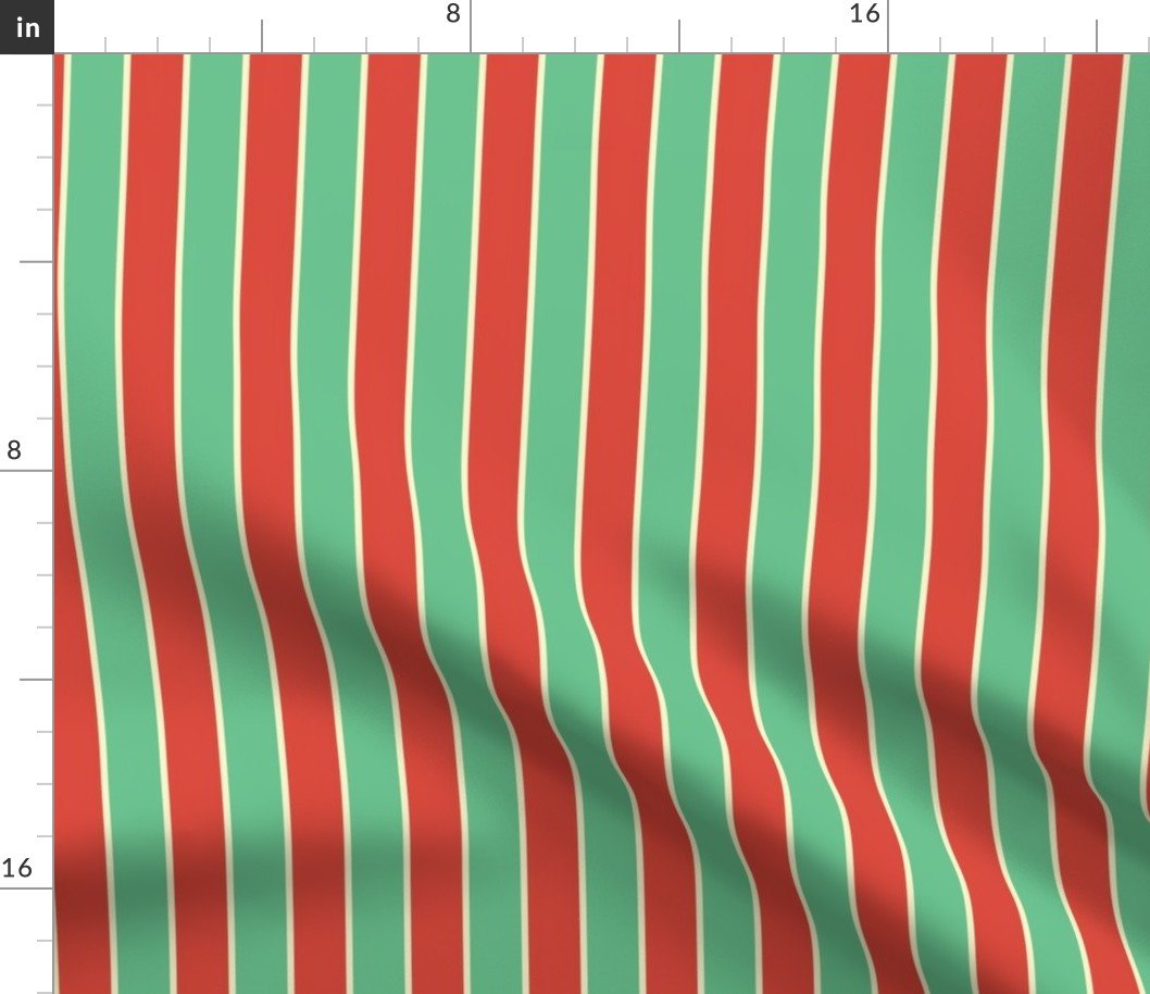 1 Inch Red Vermillion, Green and Yellow Gold Vintage Christmas Stripe Fabric 1 Inch Red Vermillion, Green and Yellow Gold Vintage Christmas Stripe Fabric