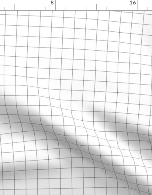 1  inch Black Grid Lines on White Fabric