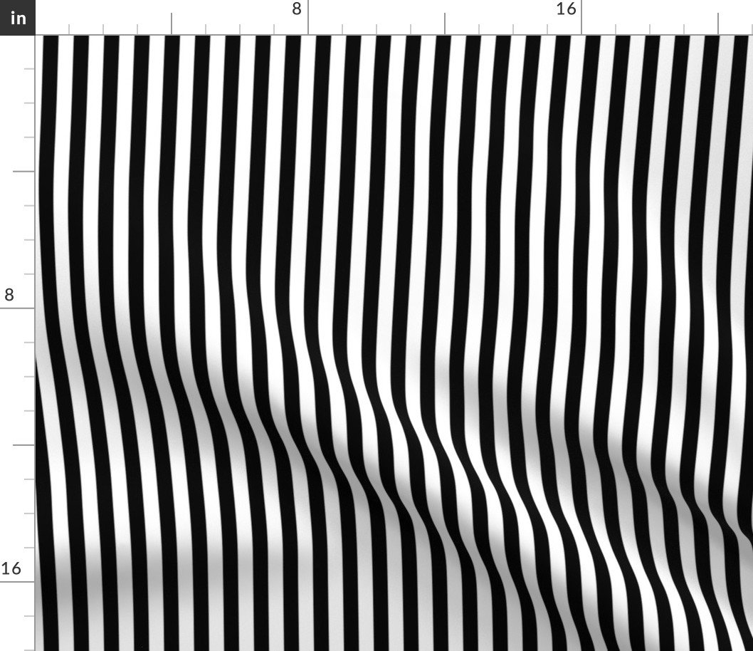 1 cm Euro Metric Width Pin Stripes in Black and White Fabric