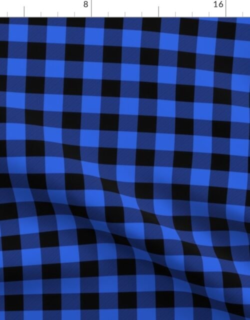 1 inch Black and Royal Blue Cowboy Buffalo Check Gingham Fabric
