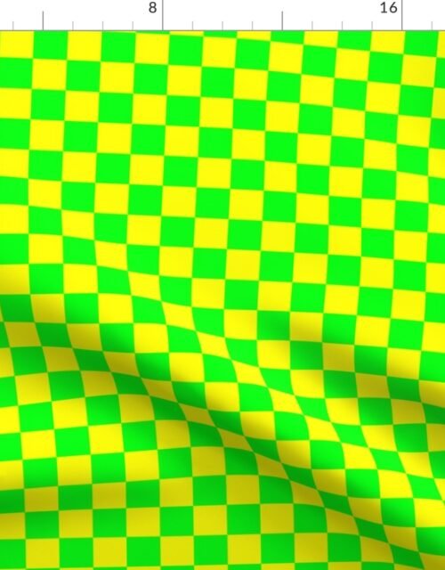 1 inch Bright Lemon and Lime Checkerboard Fabric