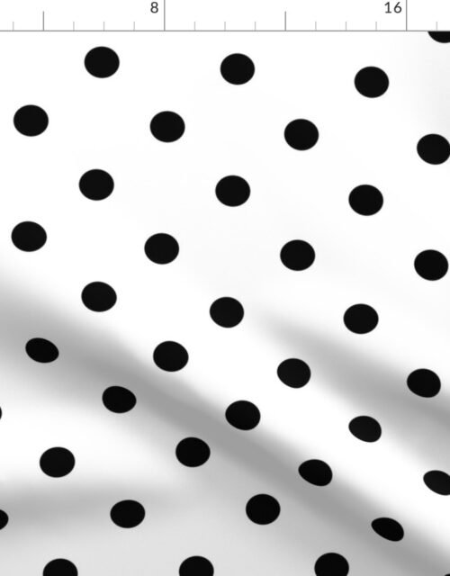 1 inch Classic Black Polkadots on White Fabric