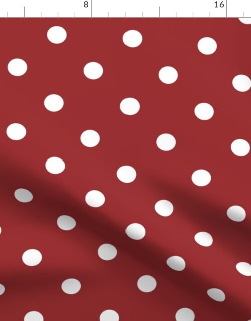 1 inch Classic White Polkadots on Lava Falls Red Fabric