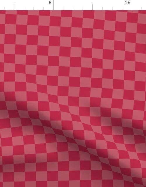 1 inch Faded Magenta and Viva Magenta  Check Checkerboard Fabric
