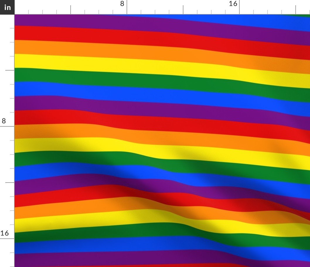 1 inch Horizontal Rainbow Pride Stripes Fabric 1 inch Horizontal Rainbow Pride Stripes Fabric