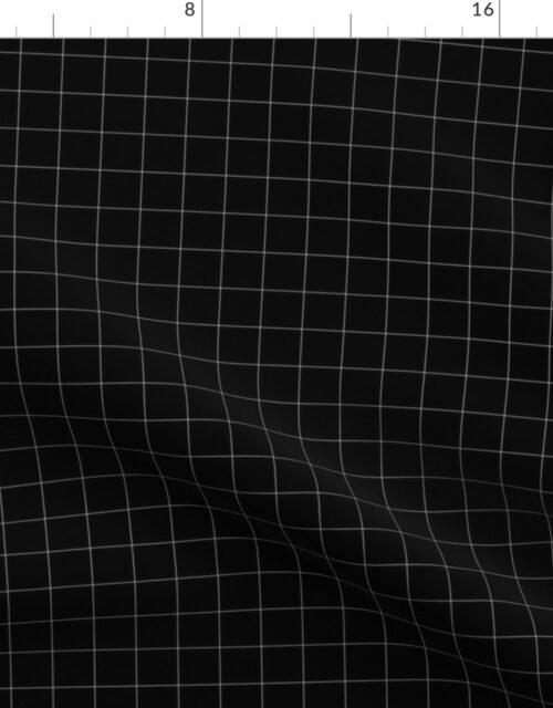 1 inch White Grid Lines on Black Fabric