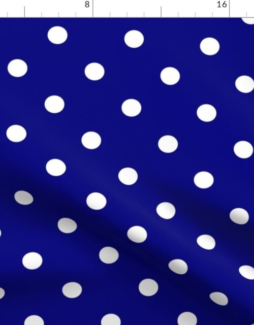 1 inch White Polkadots on Royal  Blue Fabric