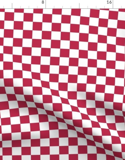 1 inch White  and Viva Magenta  Check Checkerboard Fabric