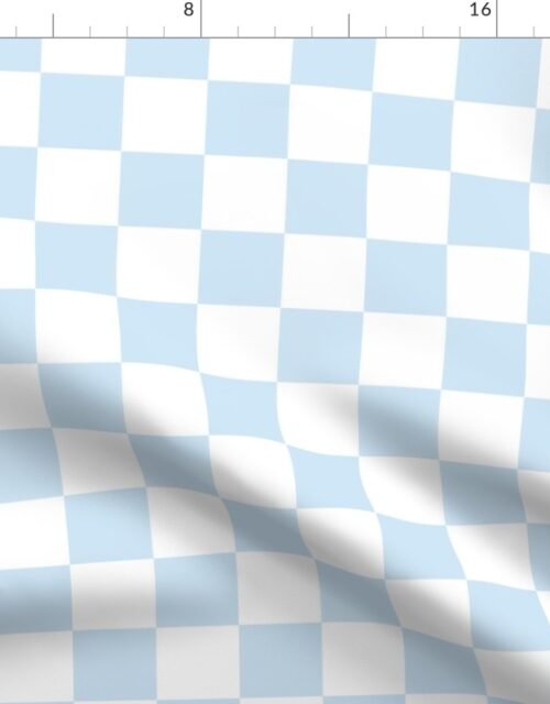 2" Checked Checkerboard Merry Bright Christmas Pattern in Pastel Blue and White Square Checked Fabric