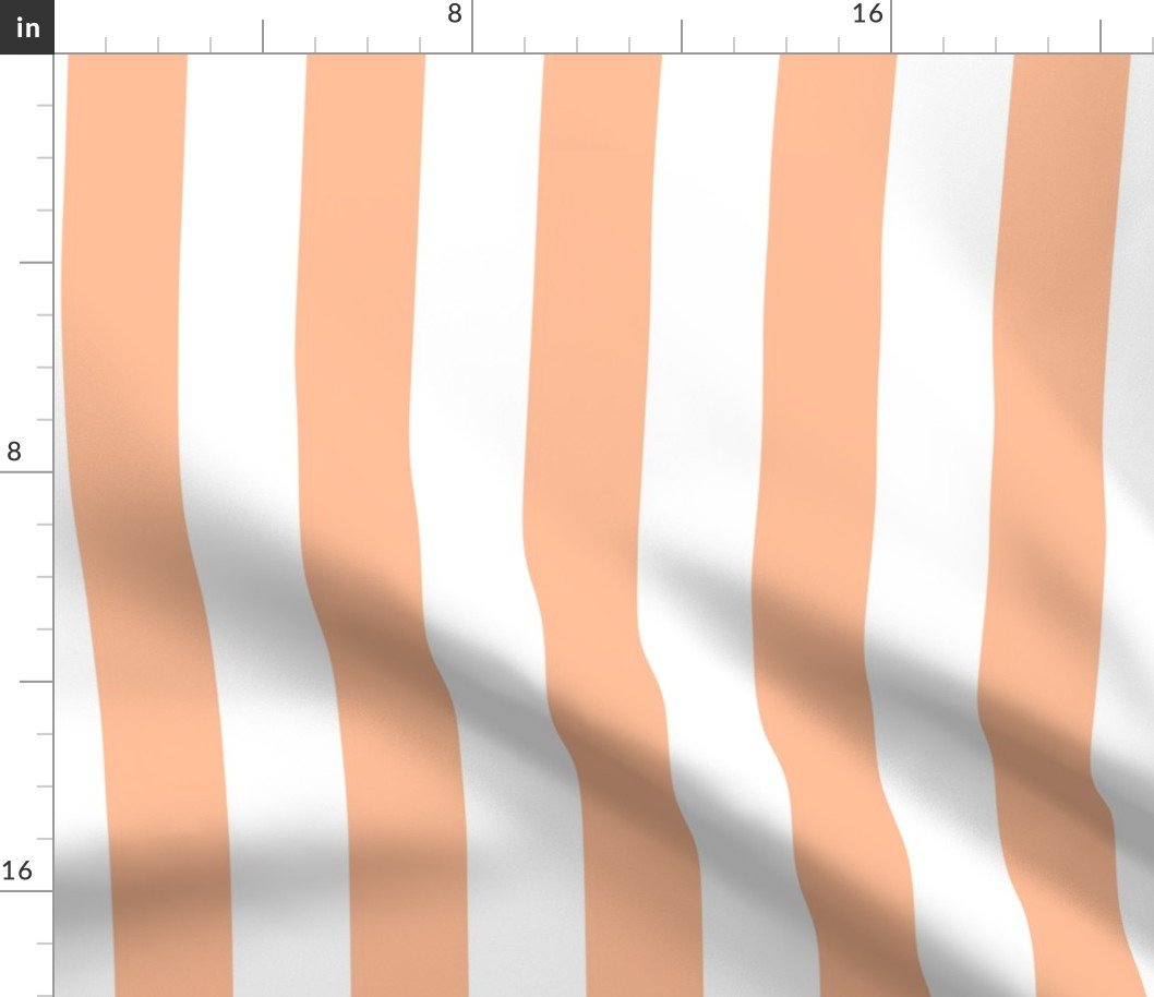 2 Inch Cabana Stripe in Peach Fuzz Color of the Year 2024 and White Fabric 2 Inch Cabana Stripe in Peach Fuzz Color of the Year 2024 and White Fabric