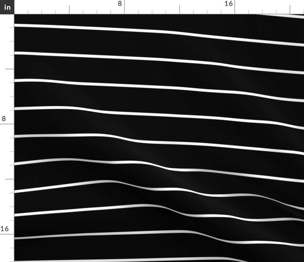 2  inch Classic Horizontal White Baseball Stripe Lines On Black Fabric