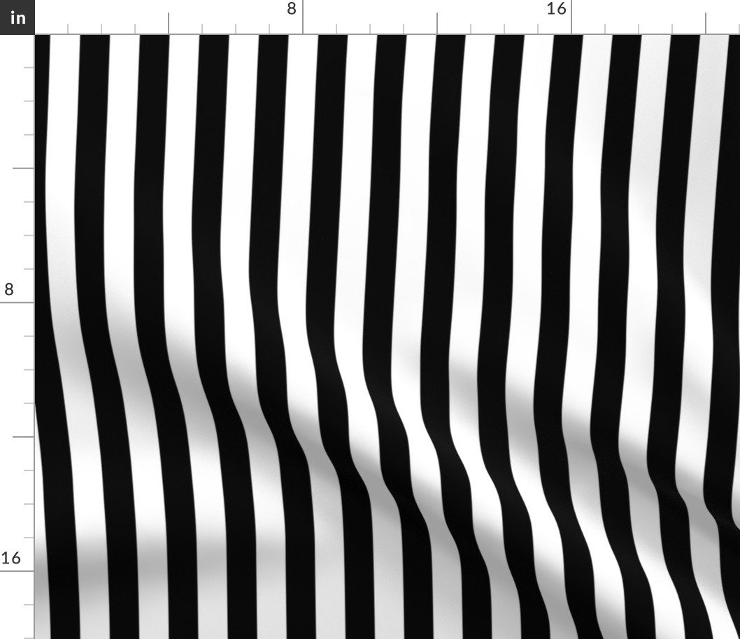 2 cm Euro Metric Width Pencil Stripes in Black and White Fabric