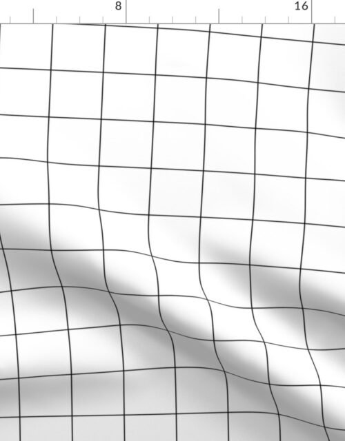 2 inch Black Grid Lines on White Fabric