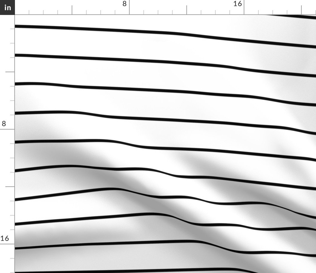 2 inch Classic Horizontal Black Baseball Stripe Lines On White Fabric
