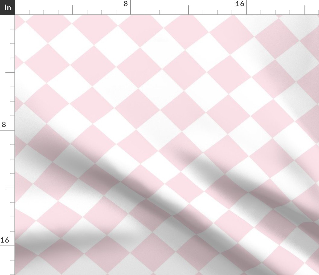 2 inch Diagonal Checkerboard Merry Bright Christmas Harlequin Pattern in Pale Pink and White Diamond Checked Fabric 2 inch Diagonal Checkerboard Merry Bright Christmas Harlequin Pattern in Pale Pink and White Diamond Checked Fabric