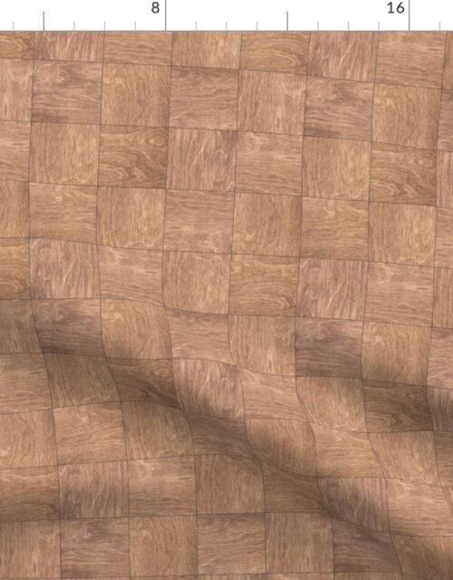 2 inch Pale Wood Checkerboard Chess Pattern Fabric