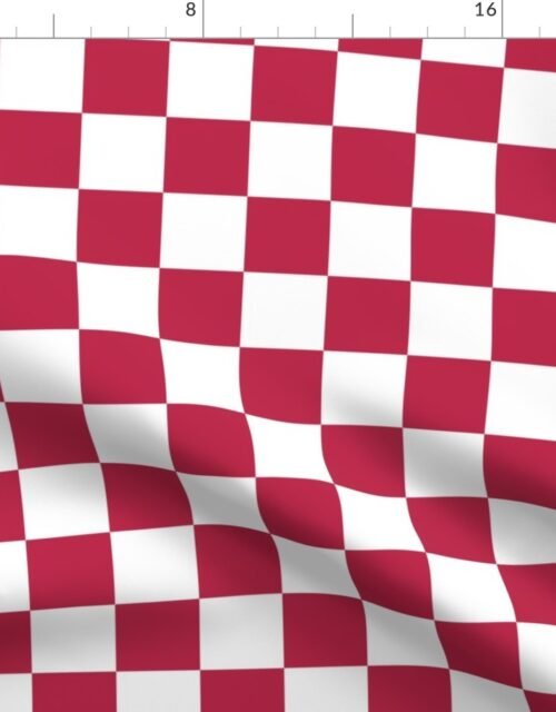 2 inch White  and Viva Magenta  Check Checkerboard Fabric