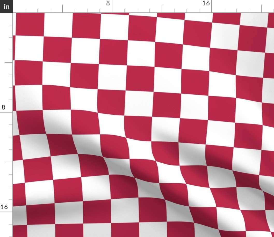 2 inch White and Viva Magenta Check Checkerboard Fabric 2 inch White and Viva Magenta Check Checkerboard Fabric