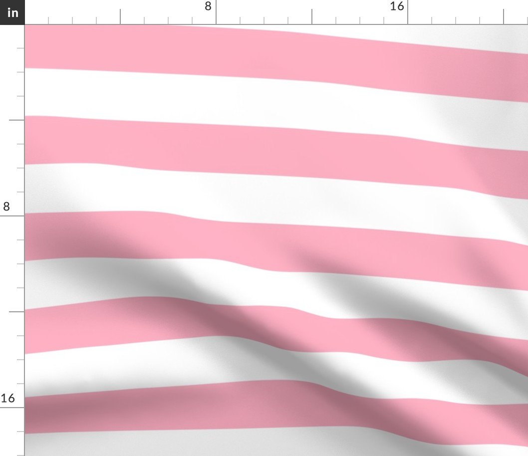 2 inch Wide Horizontal Palm Beach Pink and White Cabana Stripes Fabric 2 inch Wide Horizontal Palm Beach Pink and White Cabana Stripes Fabric