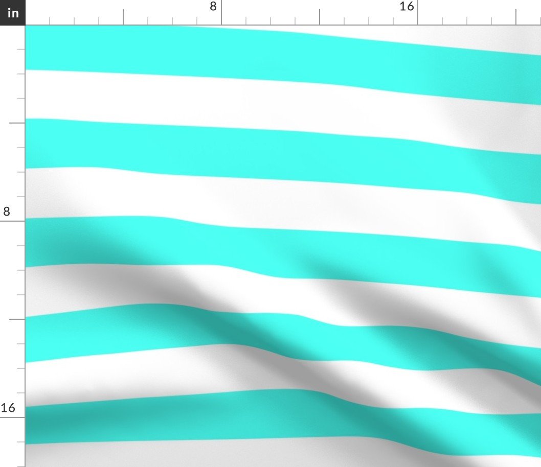 2 inch Wide Horizontal South Beach Aqua Blue and White Cabana Stripes Fabric 2 inch Wide Horizontal South Beach Aqua Blue and White Cabana Stripes Fabric