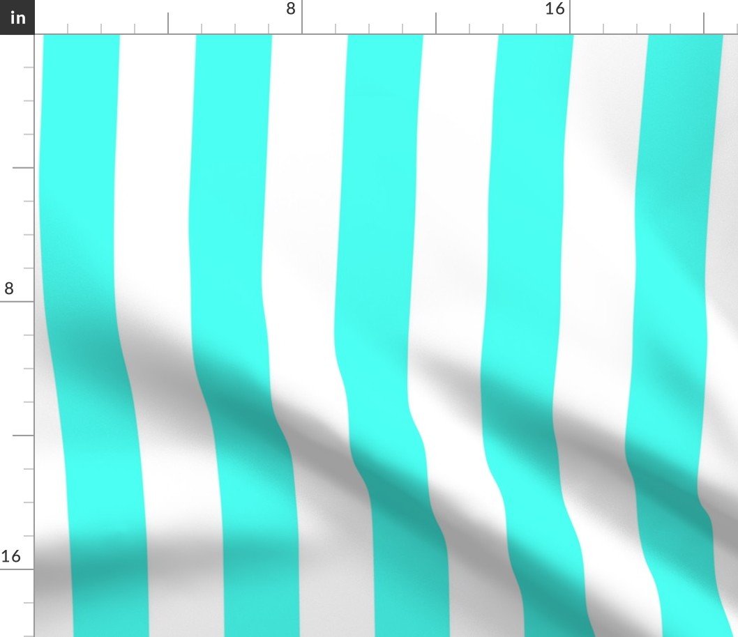 2 inch Wide Vertical South Beach Aqua Blue and White Cabana Stripes Fabric 2 inch Wide Vertical South Beach Aqua Blue and White Cabana Stripes Fabric
