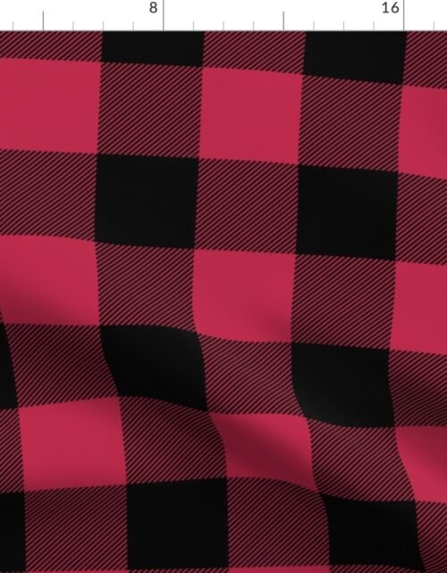 3 Inch Black and Viva Magenta  Check Gingham Fabric