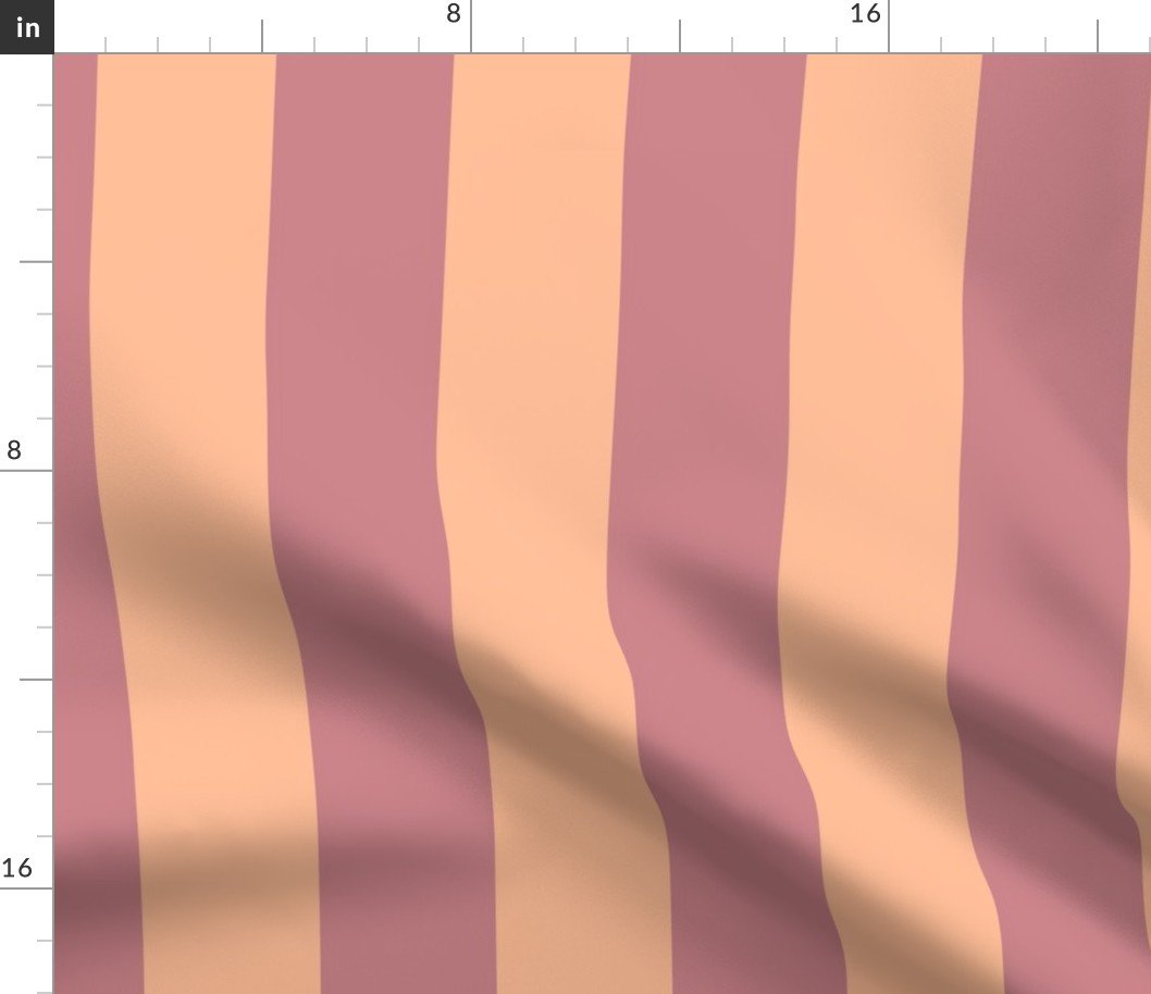 3 Inch Circus Tent Stripe in Peach Fuzz Color of the Year 2024 and Dusty Rose Fabric