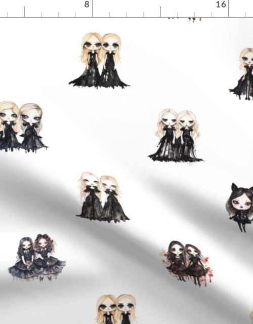 3 inch Big-Eyed Evil Doll Twins in Black Fabric