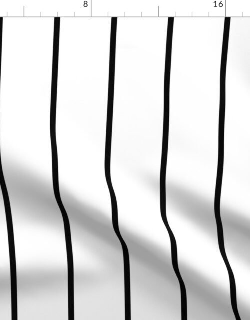 3 inch Classic Vertical Black Baseball Stripe Lines On White Fabric