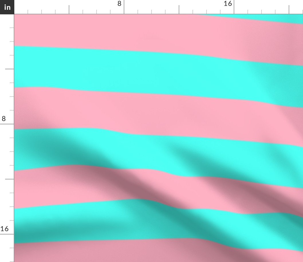 3 inch Wide Horizontal Palm Beach Pink and South Beach Aqua Cabana Stripes Fabric 3 inch Wide Horizontal Palm Beach Pink and South Beach Aqua Cabana Stripes Fabric